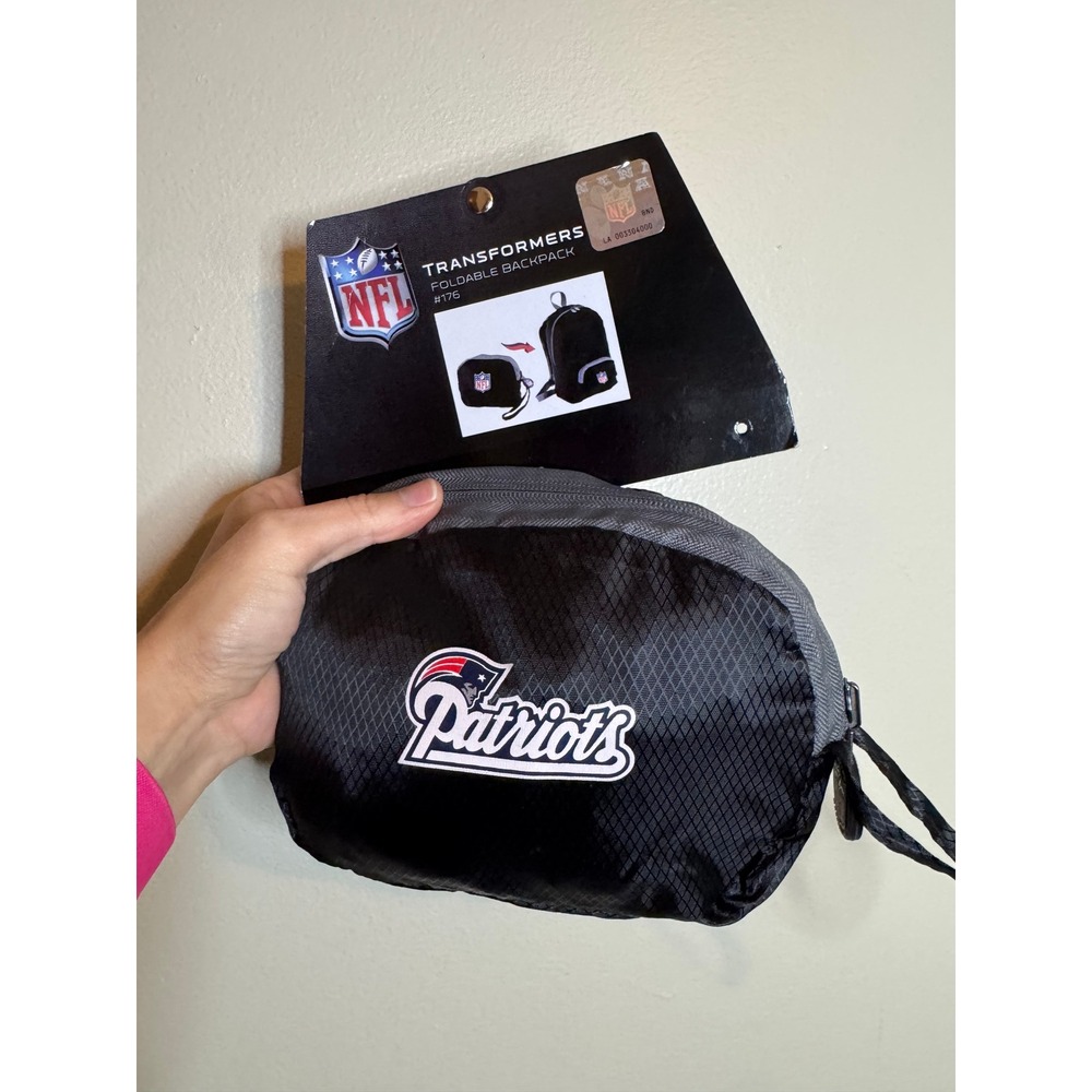New England Patriots NFL Transformers Foldable Backpack Black Ripstop NWT